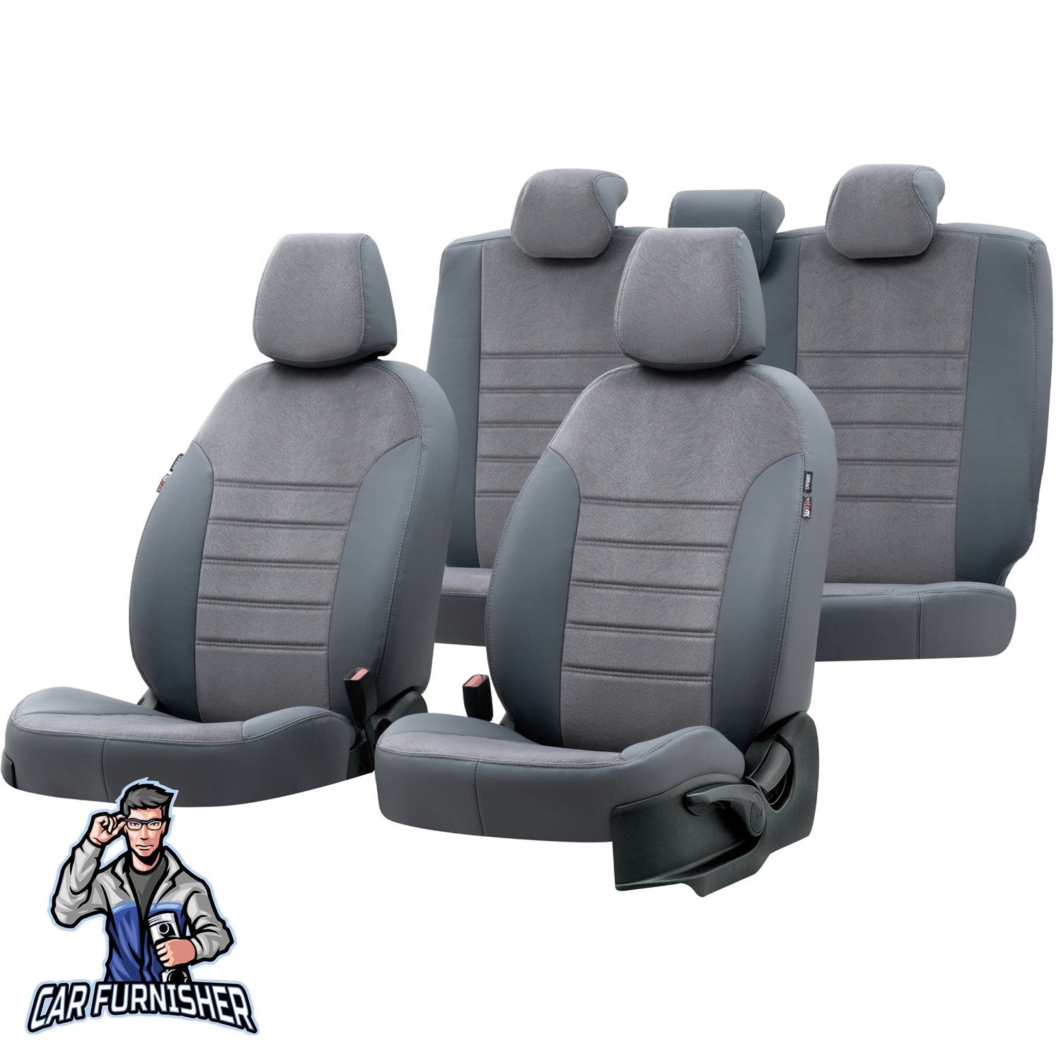 Volvo V40 Car Seat Cover 2013-2023 T2/T3/T4/T5/D2/D3 London Design Smoked Full Set (5 Seats + Handrest) Leather & Fabric