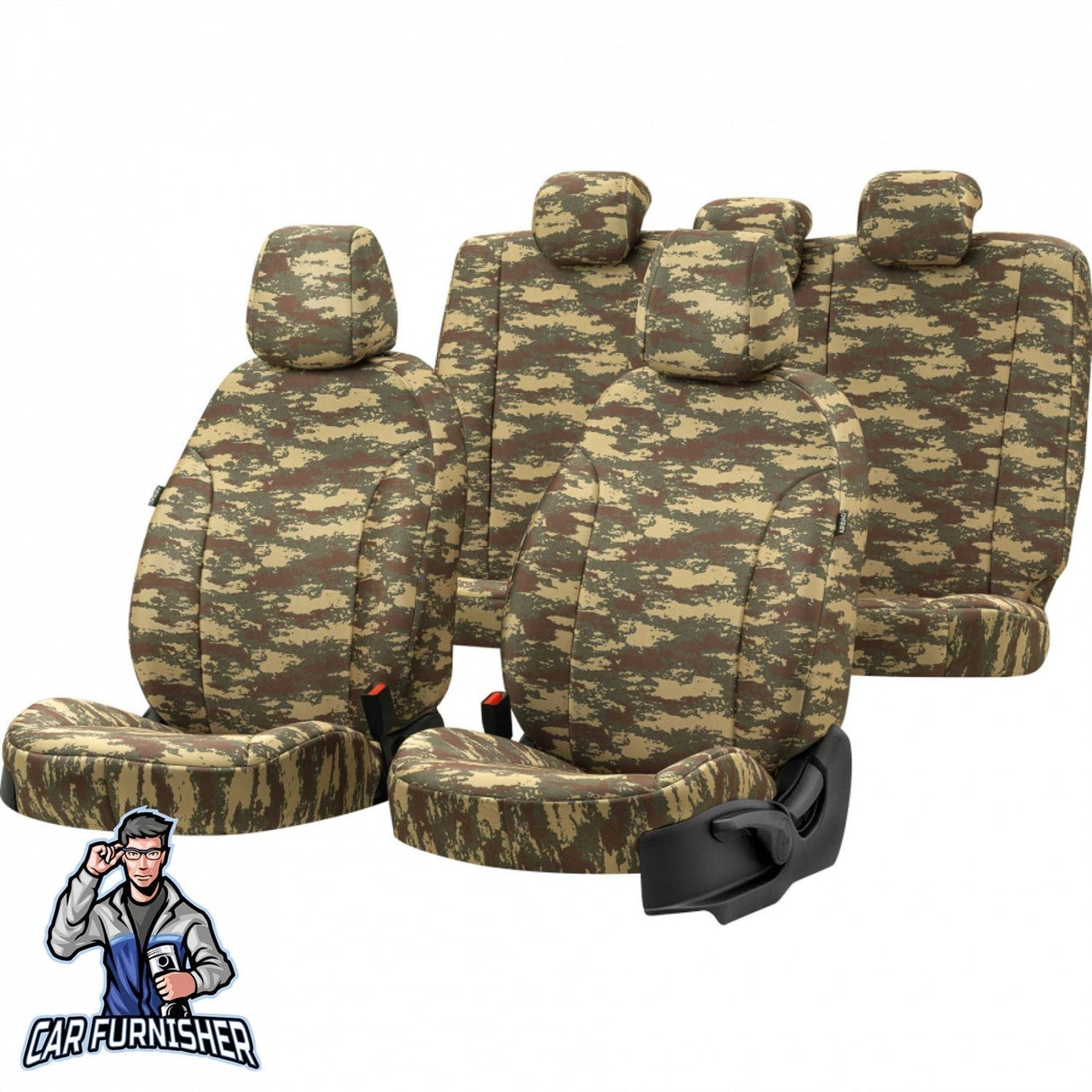 Man TGS Seat Cover Camouflage Waterproof Design Sierra Camo Front Seats (2 Seats + Handrest + Headrests) Waterproof Fabric