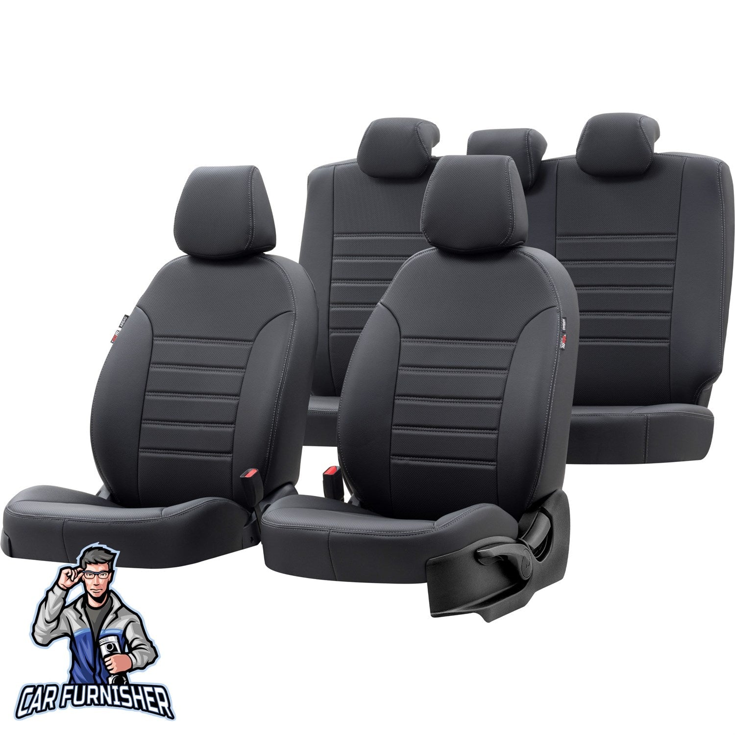 Volvo XC60 Car Seat Cover 2008-2017 D3/D4/D5/T5/T6 New York Design Black Leather & Fabric
