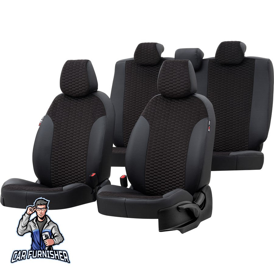 VW Scirocco Car Seat Cover 2008-2017 Tokyo Foal Feather Black Full Set (5 Seats + Handrest) Leather & Foal Feather