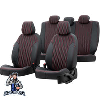 Thumbnail for Mercedes Arocs Seat Cover Tokyo Leather Design Red Front Seats (2 Seats + Handrest + Headrests) Leather
