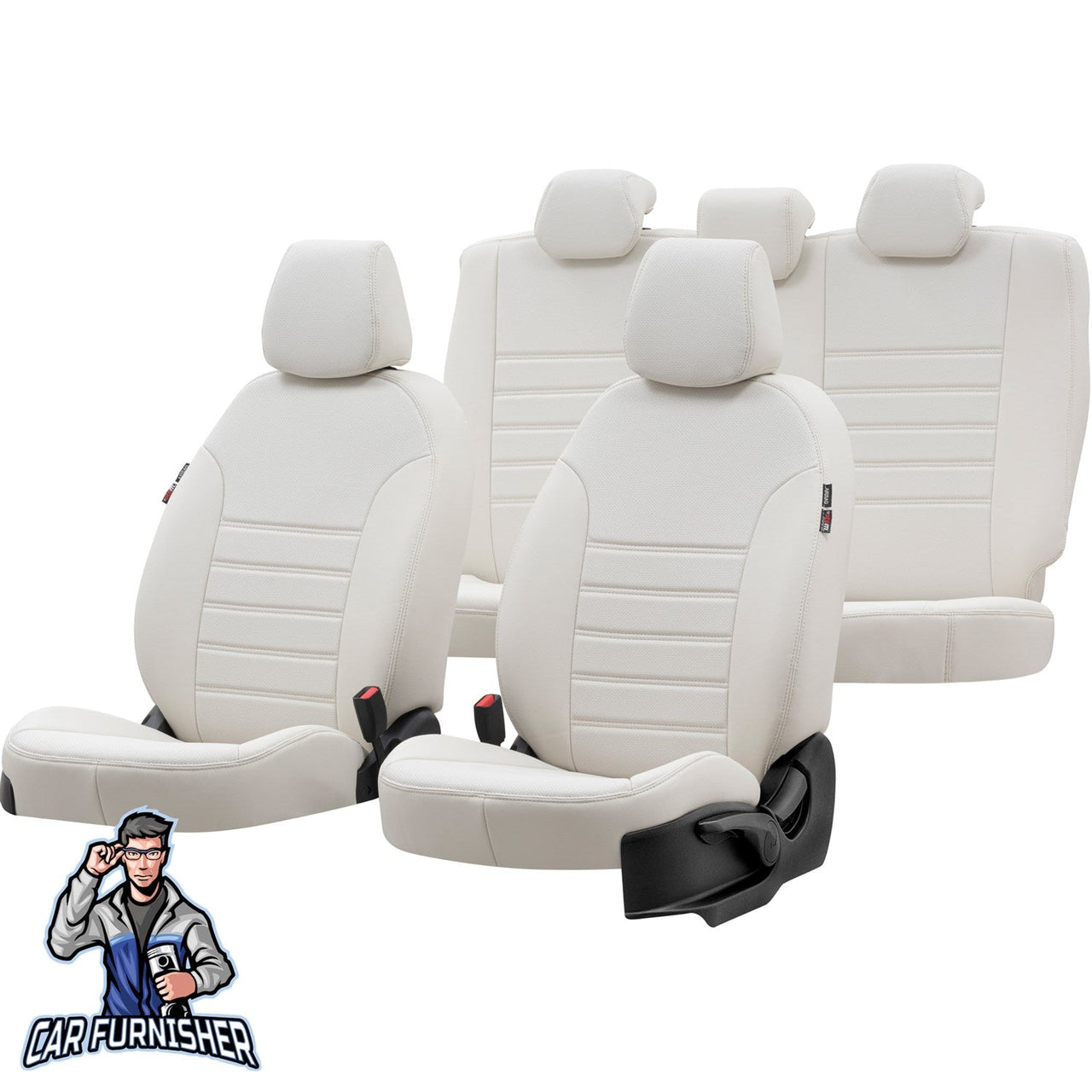 Man TGS Seat Cover New York Leather Design Ivory Front Seats (2 Seats + Handrest + Headrests) Leather
