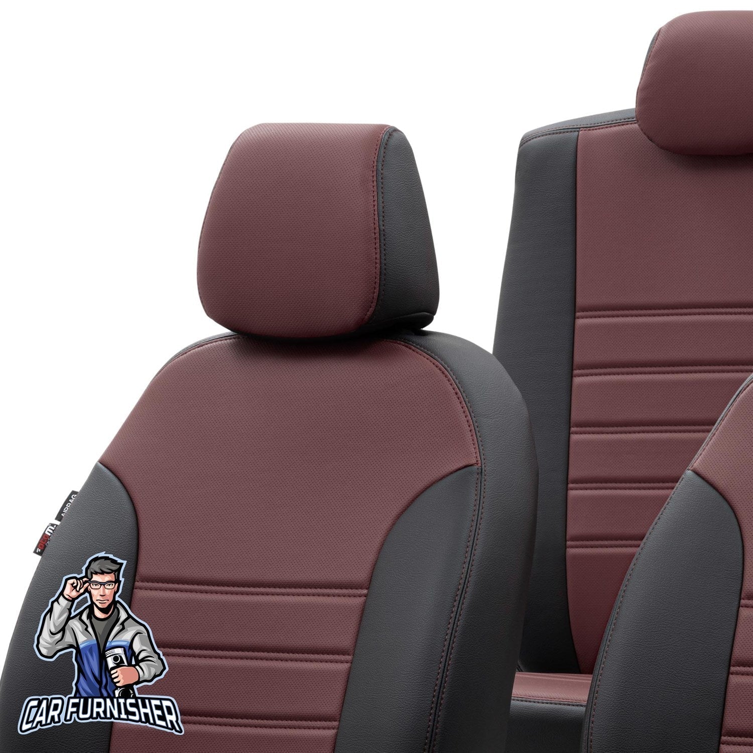 Renault Premium Seat Cover Istanbul Leather Design Burgundy Front Seats (2 Seats + Handrest + Headrests) Leather