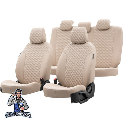 Renault Premium Seat Cover Amsterdam Leather Design Beige Front Seats (2 Seats + Handrest + Headrests) Leather