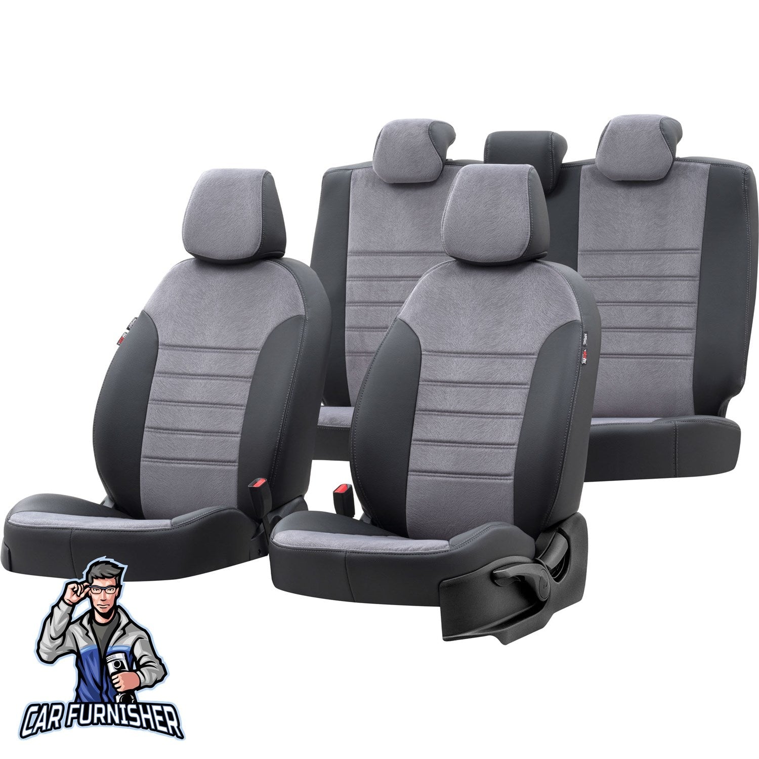 Volvo V40 Car Seat Cover 2013-2023 T2/T3/T4/T5/D2/D3 London Design Smoked Black Full Set (5 Seats + Handrest) Leather & Fabric
