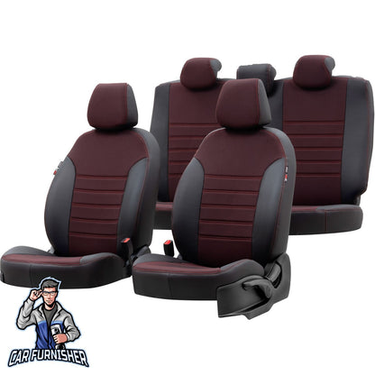 Volkswagen Crafter Seat Cover Paris Leather & Jacquard Design Red Leather & Jacquard Fabric