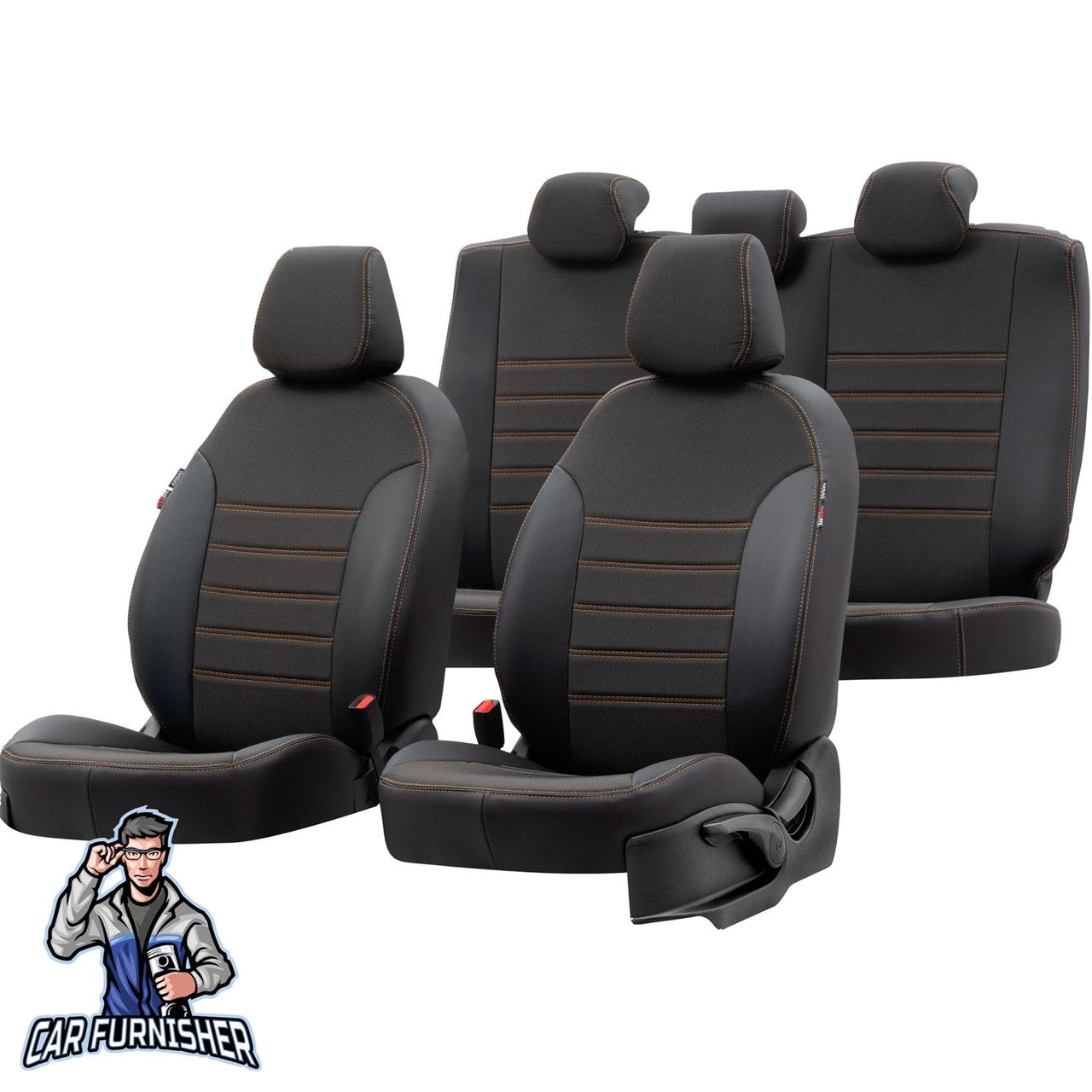 Toyota Land Cruiser Seat Cover Paris Leather & Jacquard Design Dark Beige Leather & Jacquard Fabric