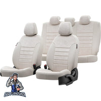 Thumbnail for Peugeot J9 Seat Cover Milano Suede Design Ivory Front Seats (2+1 Seats + Handrest + Headrests) Leather & Suede Fabric