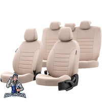 Thumbnail for Volvo XC90 Seat Cover Paris Leather & Jacquard Design Beige Leather & Jacquard Fabric