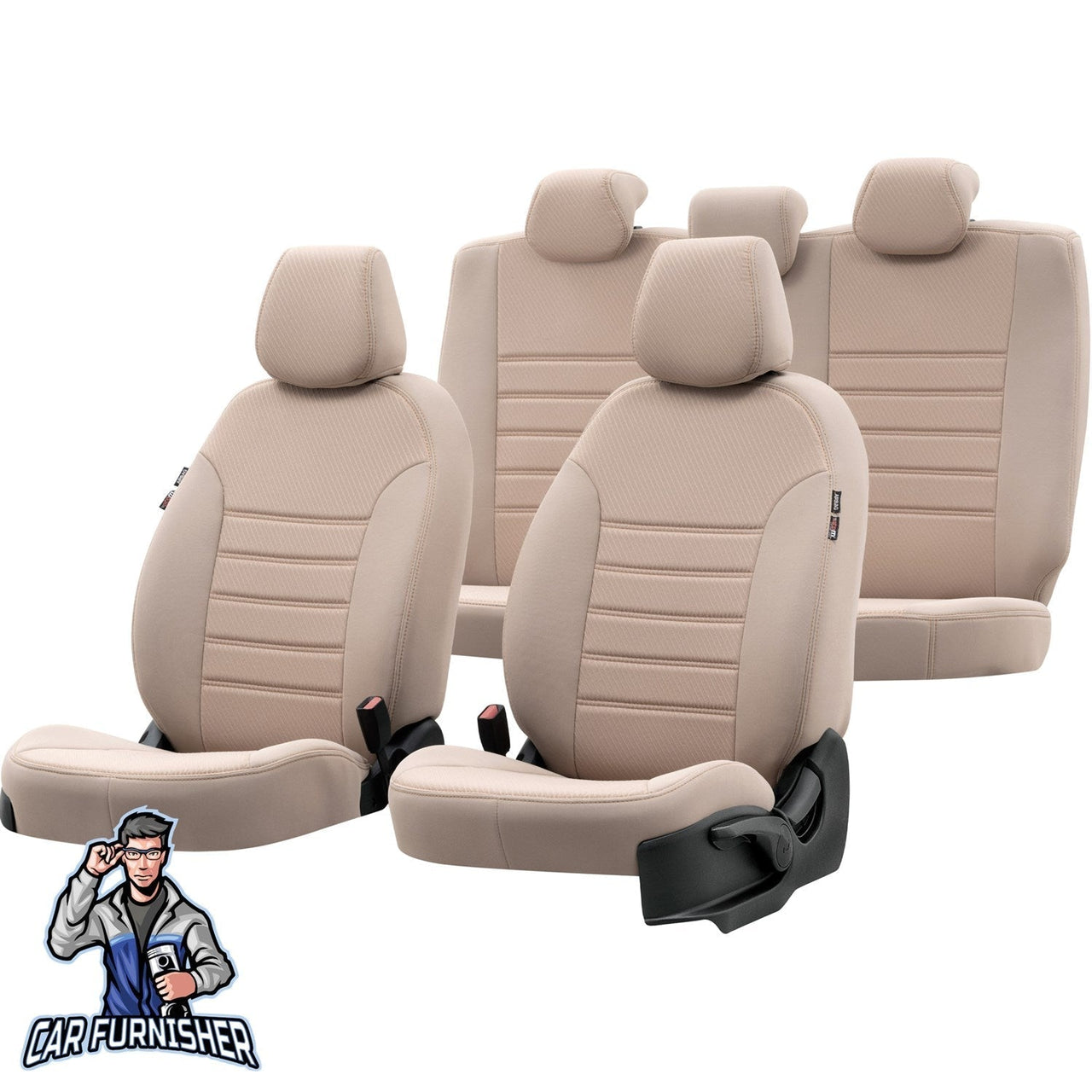 Scania R Seat Cover Original Jacquard Design Dark Beige Front Seats (2 Seats + Handrest + Headrests) Jacquard Fabric