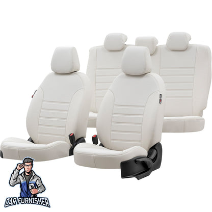 Renault Premium Seat Cover New York Leather Design Ivory Front Seats (2 Seats + Handrest + Headrests) Leather