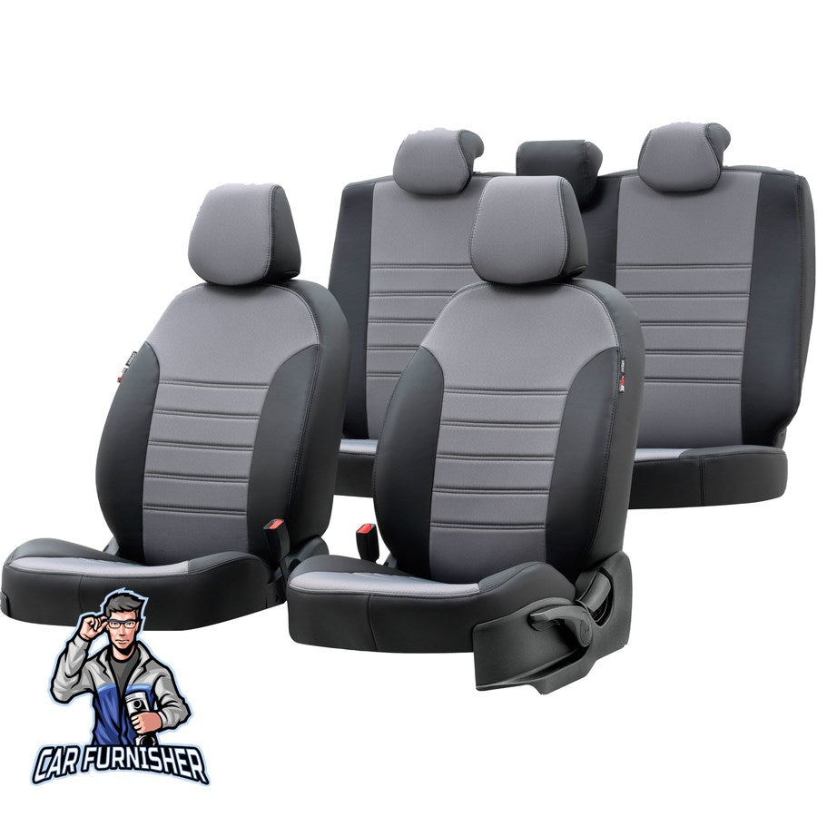 Volkswagen Caravelle Seat Cover Paris Leather & Jacquard Design Gray Leather & Jacquard Fabric