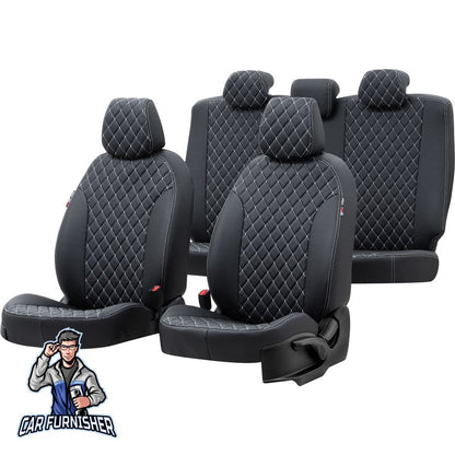 Toyota Avensis Seat Cover Madrid Leather Design Dark Gray Leather
