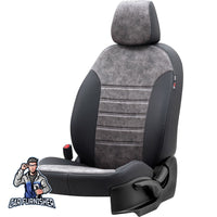 Thumbnail for Peugeot J9 Seat Cover Milano Suede Design Smoked Black Front Seats (2+1 Seats + Handrest + Headrests) Leather & Suede Fabric