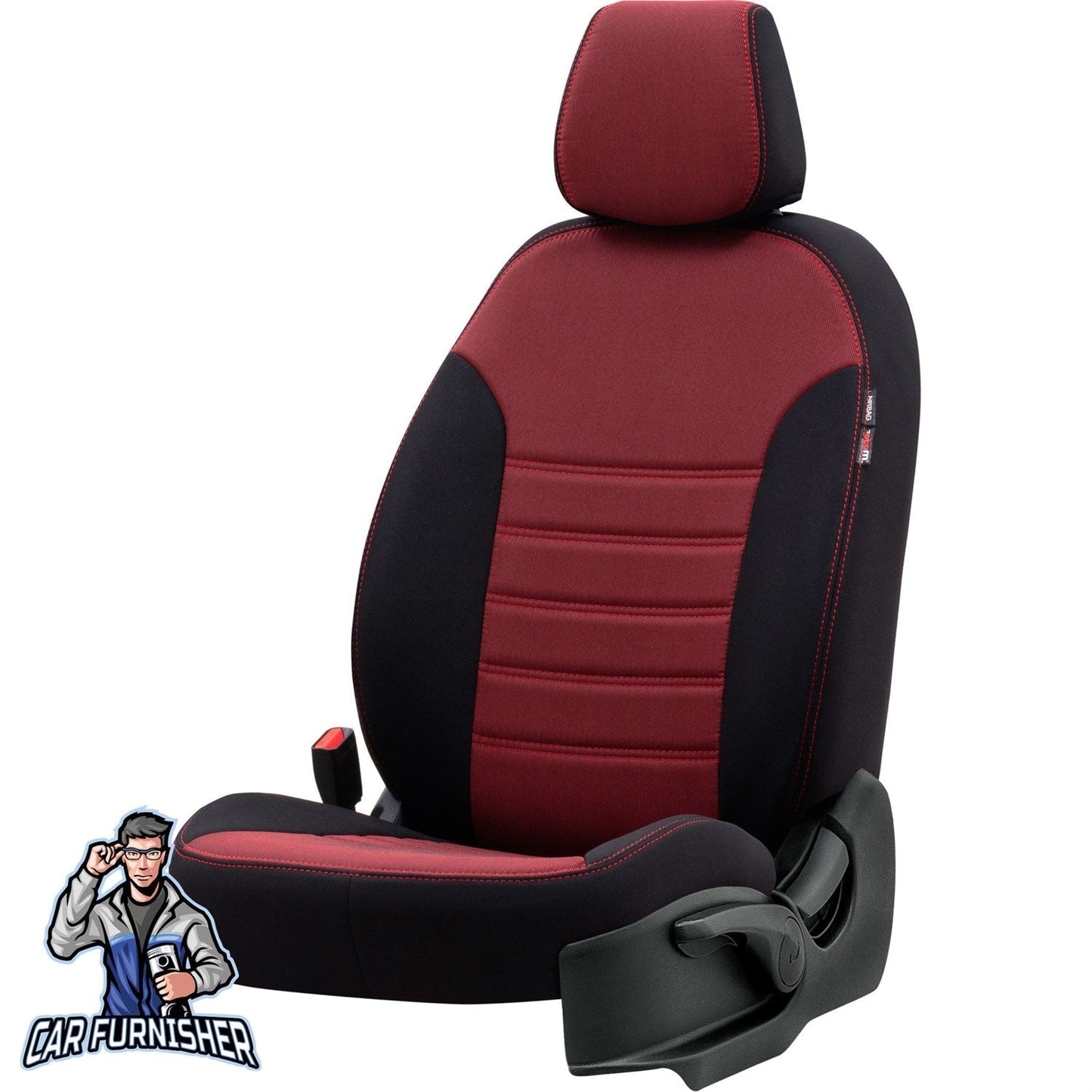 Nissan NV300 Seat Cover New York Leather Design Red Jacquard Fabric