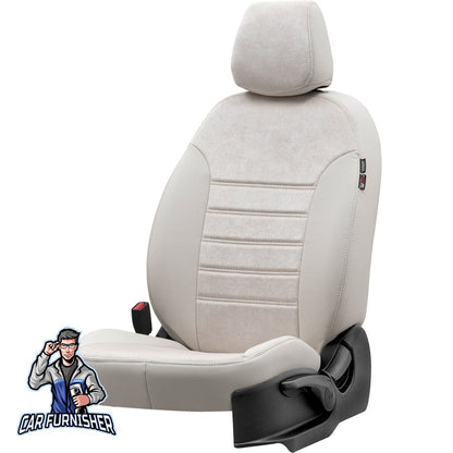Opel Frontera Seat Cover Milano Suede Design Ivory Leather & Suede Fabric