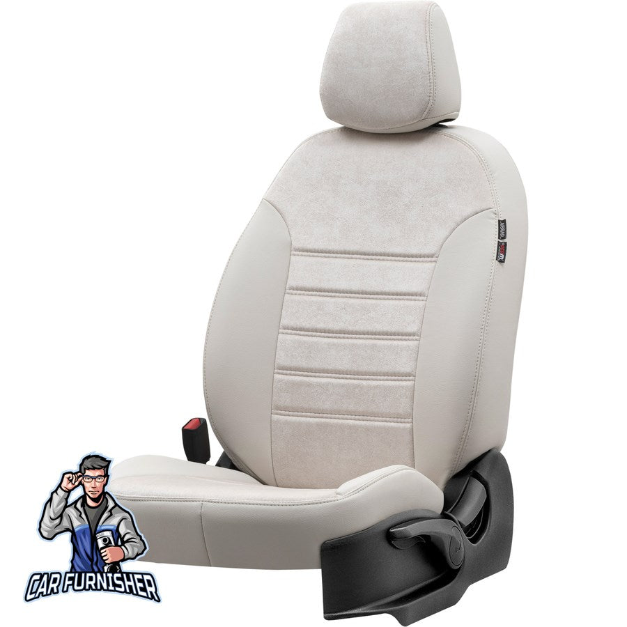 Toyota Hilux Seat Cover Milano Suede Design Ivory Leather & Suede Fabric