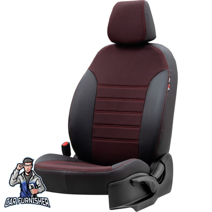 Skoda Roomstar Seat Cover Paris Leather & Jacquard Design Red Leather & Jacquard Fabric