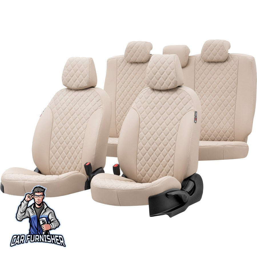 Renault Premium Seat Cover Madrid Leather Design Beige Front Seats (2 Seats + Handrest + Headrests) Leather