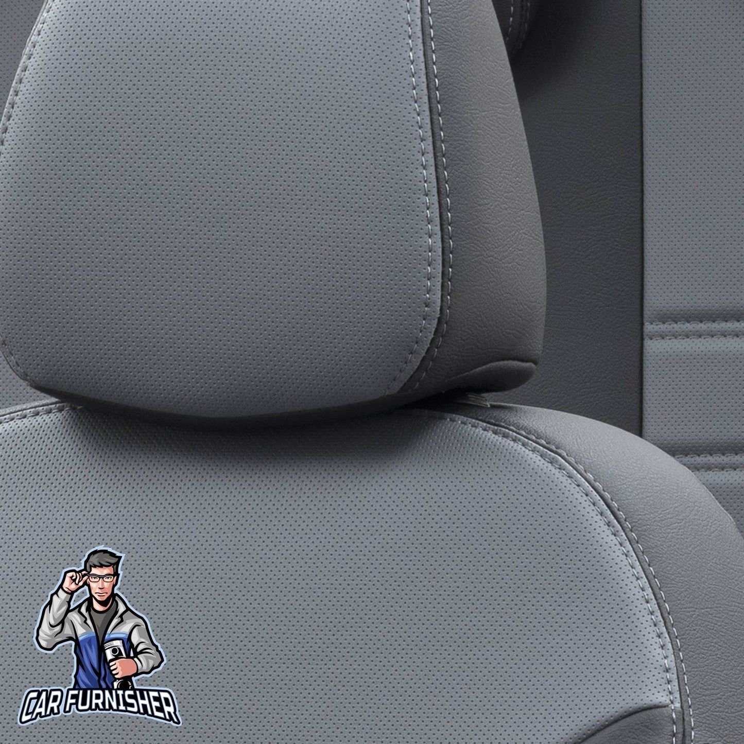 Volvo S90 Seat Cover Istanbul Leather Design Smoked Black Leather
