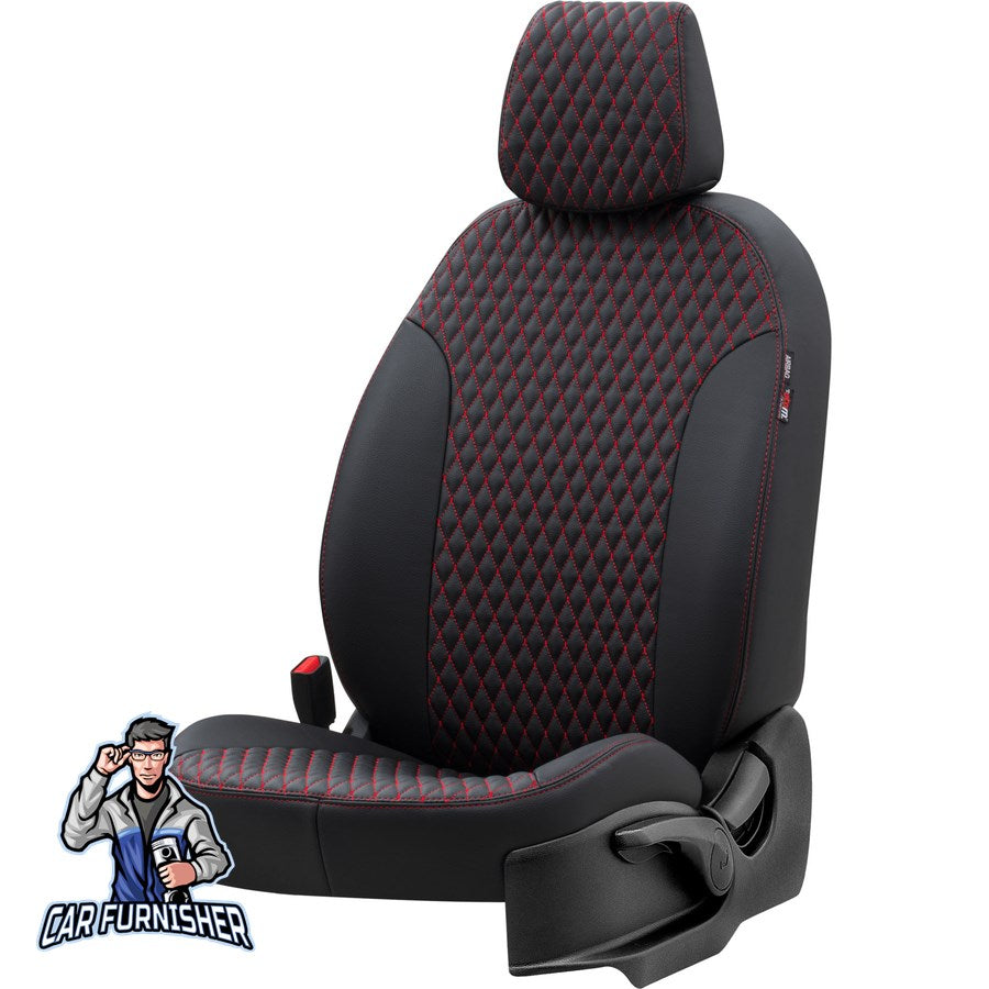 Man TGS Seat Cover Amsterdam Leather Design Red Front Seats (2 Seats + Handrest + Headrests) Leather