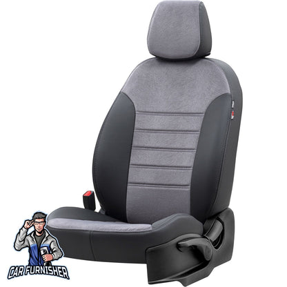Mitsubishi Carisma Seat Covers London Foal Feather Design Smoked Black Leather & Foal Feather