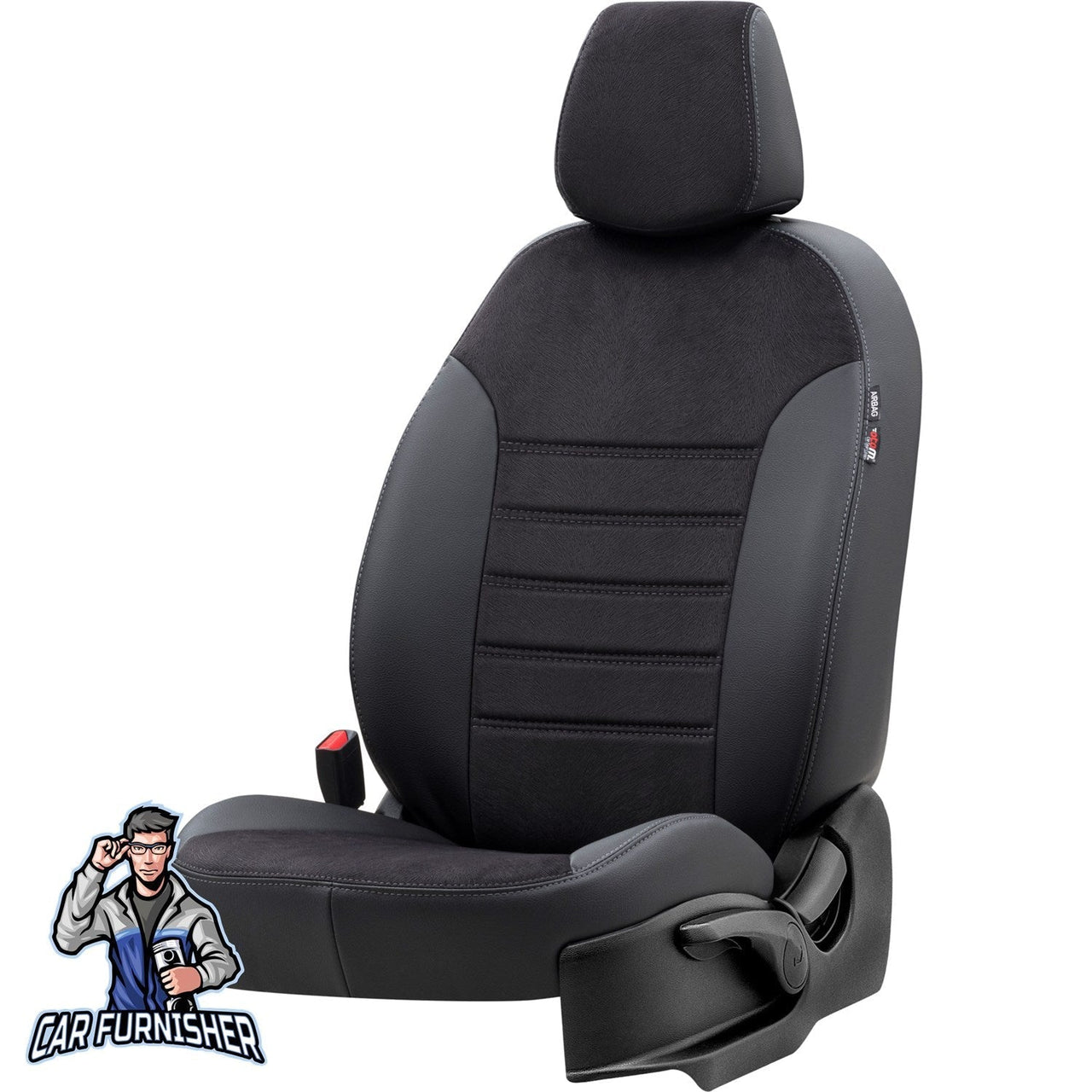 Scania R Seat Cover London Foal Feather Design Black Front Seats (2 Seats + Handrest + Headrests) Leather & Foal Feather