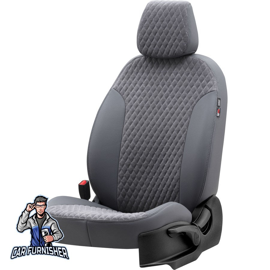 Man TGS Seat Cover Amsterdam Foal Feather Design Smoked Black Front Seats (2 Seats + Handrest + Headrests) Leather & Foal Feather