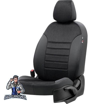 Ssangyong Musso Seat Covers Milano Suede Design Black Leather & Suede Fabric