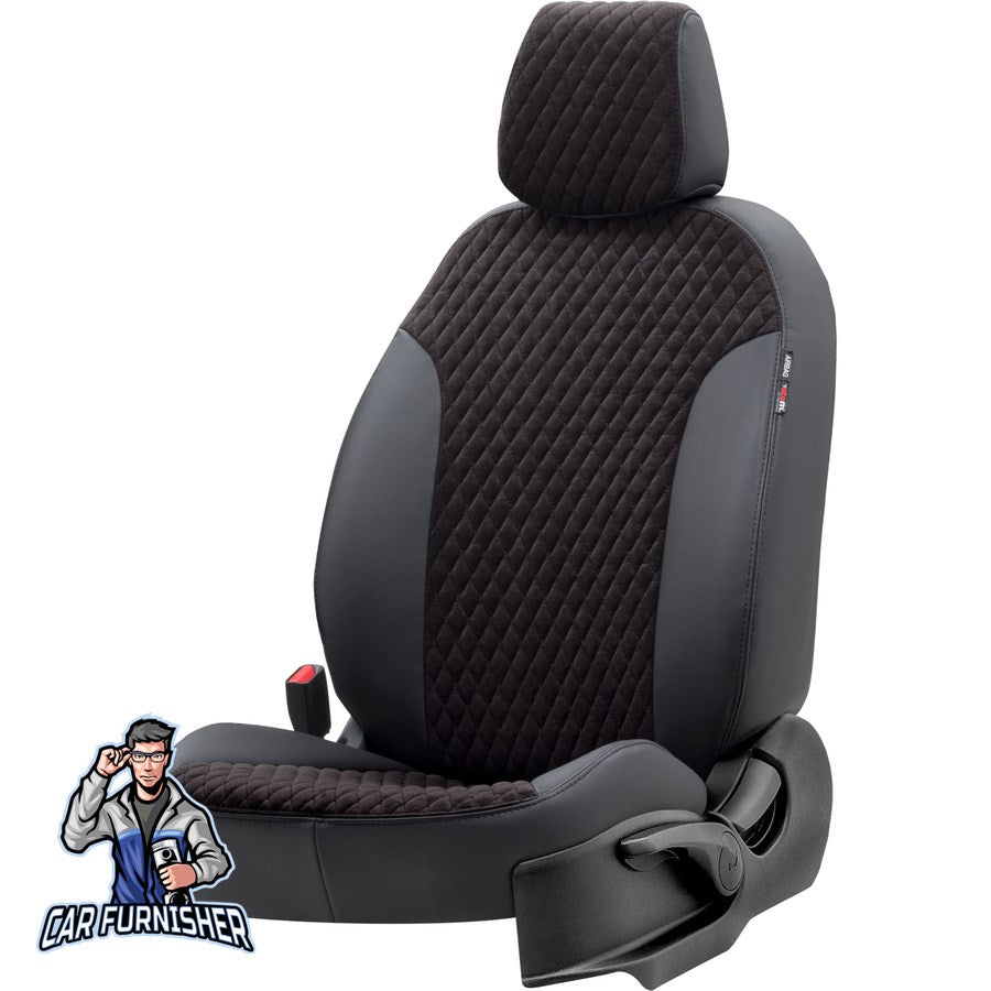 Man TGS Seat Cover Amsterdam Foal Feather Design Black Front Seats (2 Seats + Handrest + Headrests) Leather & Foal Feather