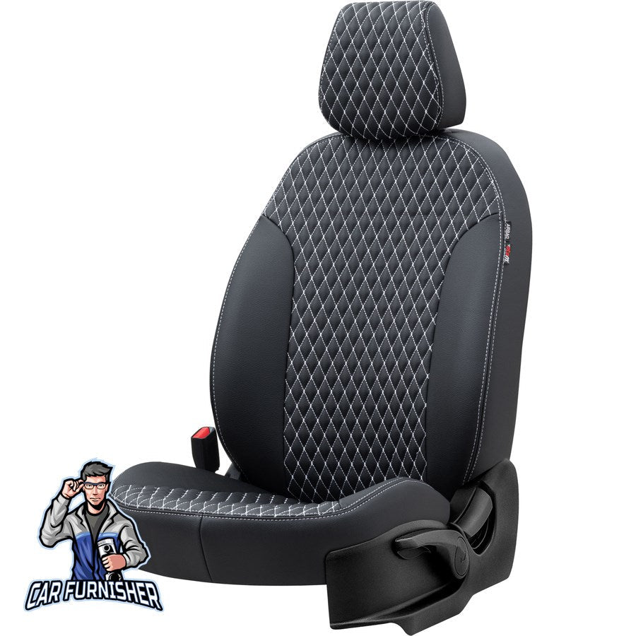 Man TGS Seat Cover Amsterdam Leather Design Dark Gray Front Seats (2 Seats + Handrest + Headrests) Leather