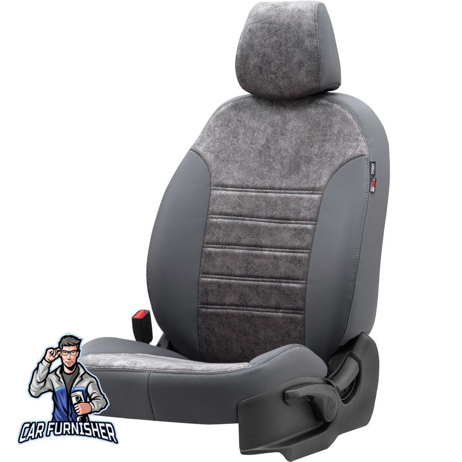 Peugeot J9 Seat Cover Milano Suede Design Smoked Front Seats (2+1 Seats + Handrest + Headrests) Leather & Suede Fabric