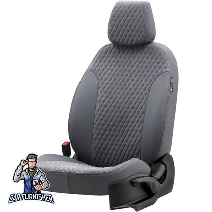 Volkswagen Jetta Seat Cover Amsterdam Foal Feather Design Smoked Black Leather & Foal Feather