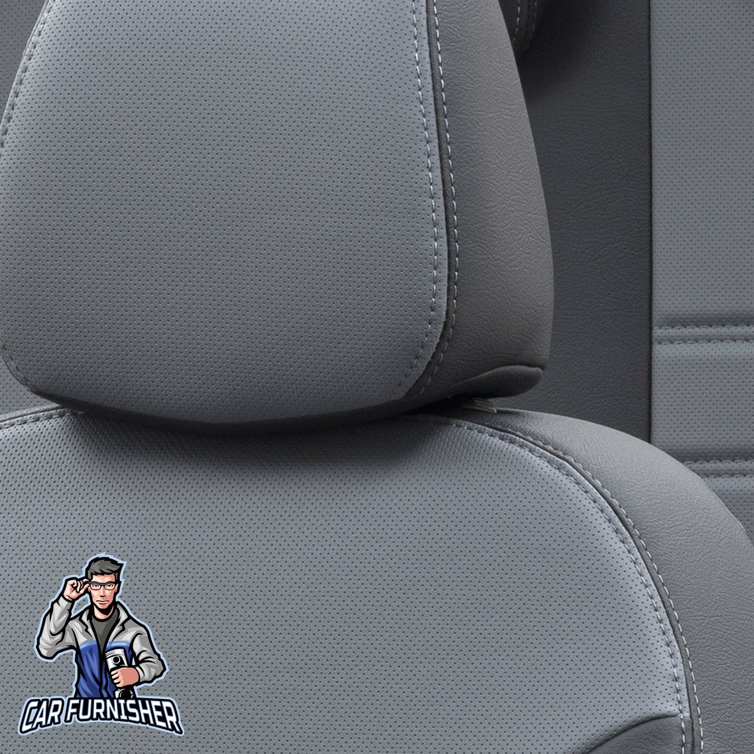 Volvo S60 Car Seat Cover 2000-2018 T4/T5/T6/T8/D5 Istanbul Design Smoked Black Full Set (5 Seats + Handrest) Leather & Fabric