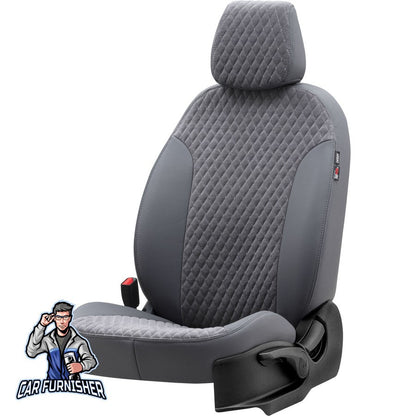 Volkswagen Caddy Seat Cover Amsterdam Foal Feather Design Smoked Black Leather & Foal Feather