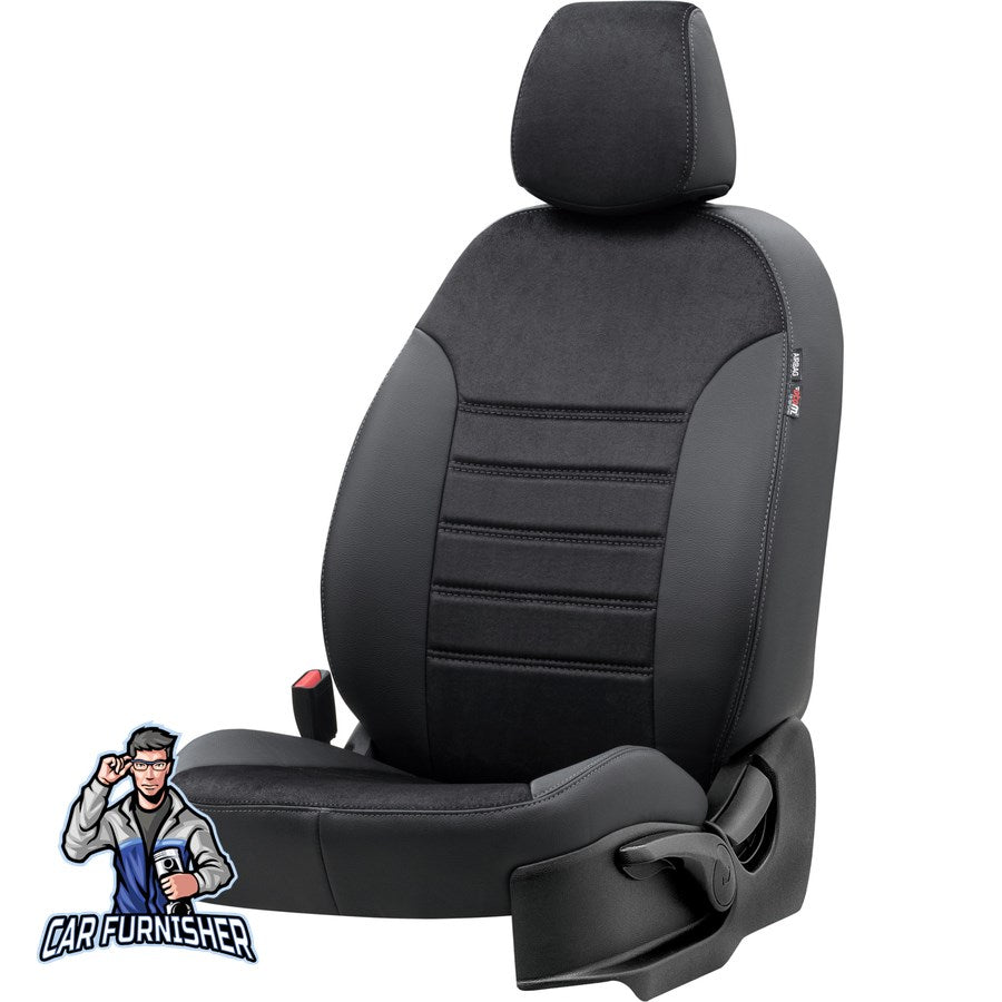 Volkswagen Caravelle Seat Cover Milano Suede Design Black Leather & Suede Fabric