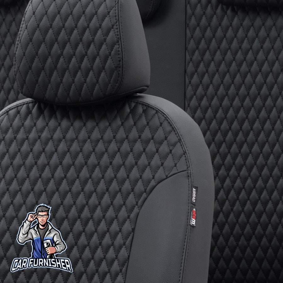 Man TGS Seat Cover Amsterdam Leather Design Black Front Seats (2 Seats + Handrest + Headrests) Leather