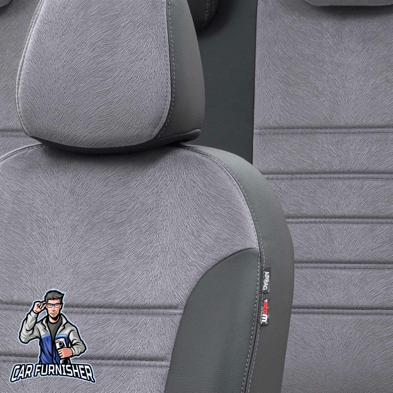 Scania R Seat Cover London Foal Feather Design Smoked Black Front Seats (2 Seats + Handrest + Headrests) Leather & Foal Feather