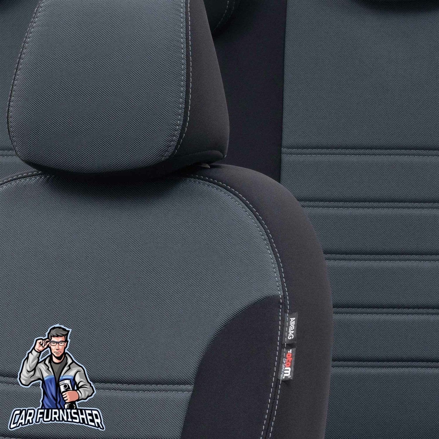 Ford F-Max Seat Cover Original Jacquard Design Smoked Black Front Seats (2 Seats + Handrest + Headrests) Jacquard Fabric