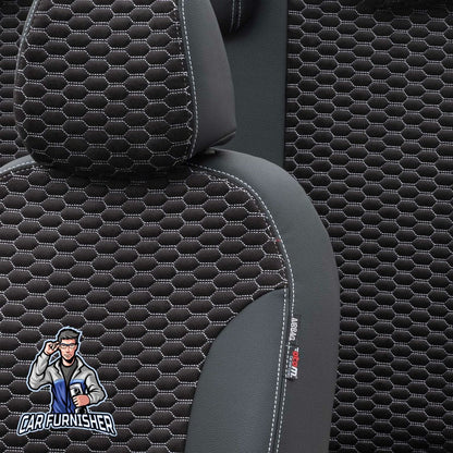 Renault Premium Seat Cover Tokyo Foal Feather Design Dark Gray Front Seats (2 Seats + Handrest + Headrests) Leather & Foal Feather