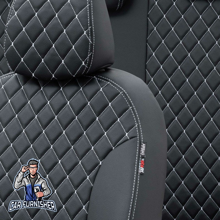 Iveco Stralis Seat Cover Madrid Leather Design Dark Gray Front Seats (2 Seats + Handrest + Headrests) Leather