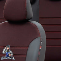 Thumbnail for Peugeot 406 Seat Covers Paris Leather & Jacquard Design Red Leather & Jacquard Fabric