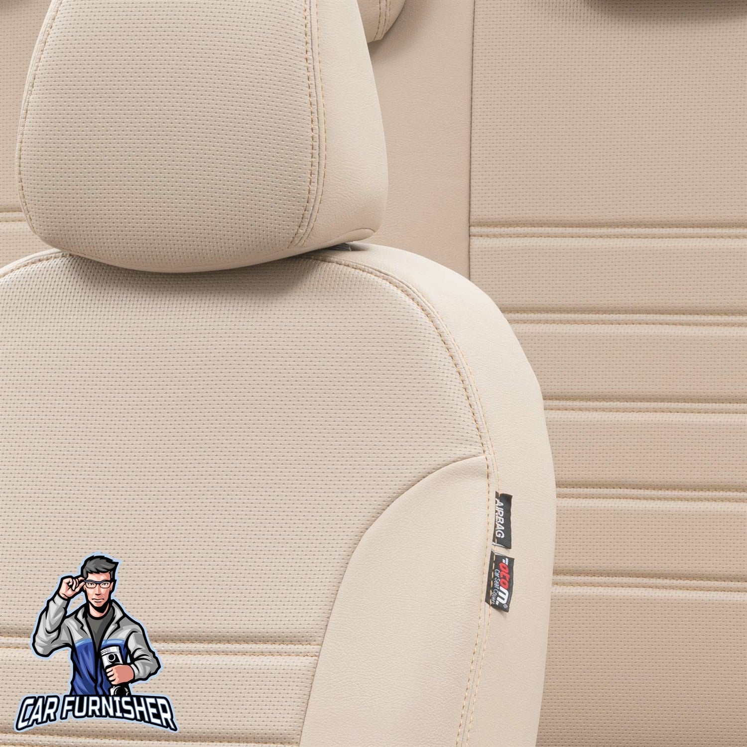Volvo S60 Car Seat Cover 2000-2018 T4/T5/T6/T8/D5 New York Design Beige Full Set (5 Seats + Handrest) Leather & Fabric