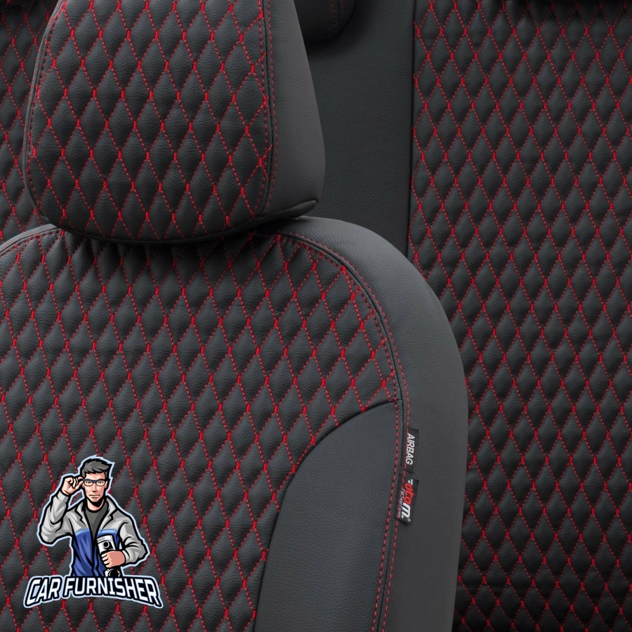 VW Passat Car Seat Cover 1996-2023 B5/B6/B7/B8 Amsterdam Design Red Full Set (5 Seats + Handrest) Full Leather