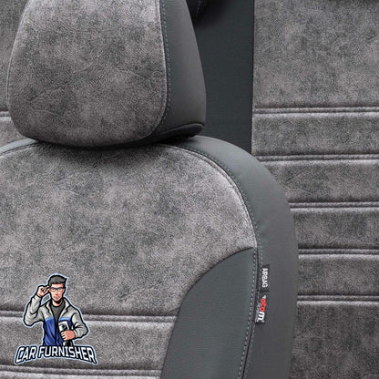 Tesla Model Y Seat Cover Milano Suede Design Smoked Black Leather & Suede Fabric