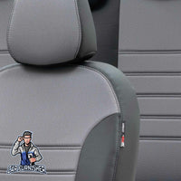 Thumbnail for Volvo XC90 Seat Cover Paris Leather & Jacquard Design Gray Leather & Jacquard Fabric