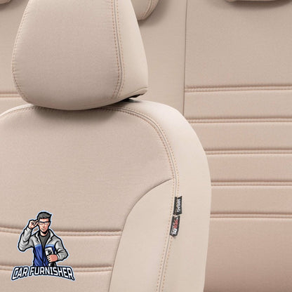Tesla Model Y Seat Cover Paris Leather & Jacquard Design Beige Leather & Jacquard Fabric