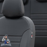 Thumbnail for Scania G Seat Cover New York Leather Design Black Front Seats (2 Seats + Handrest + Headrests) Leather