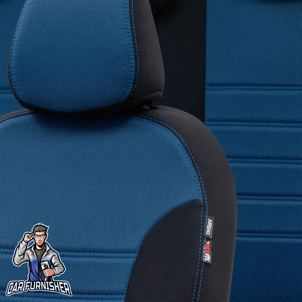Man TGS Seat Cover Original Jacquard Design Blue Front Seats (2 Seats + Handrest + Headrests) Jacquard Fabric
