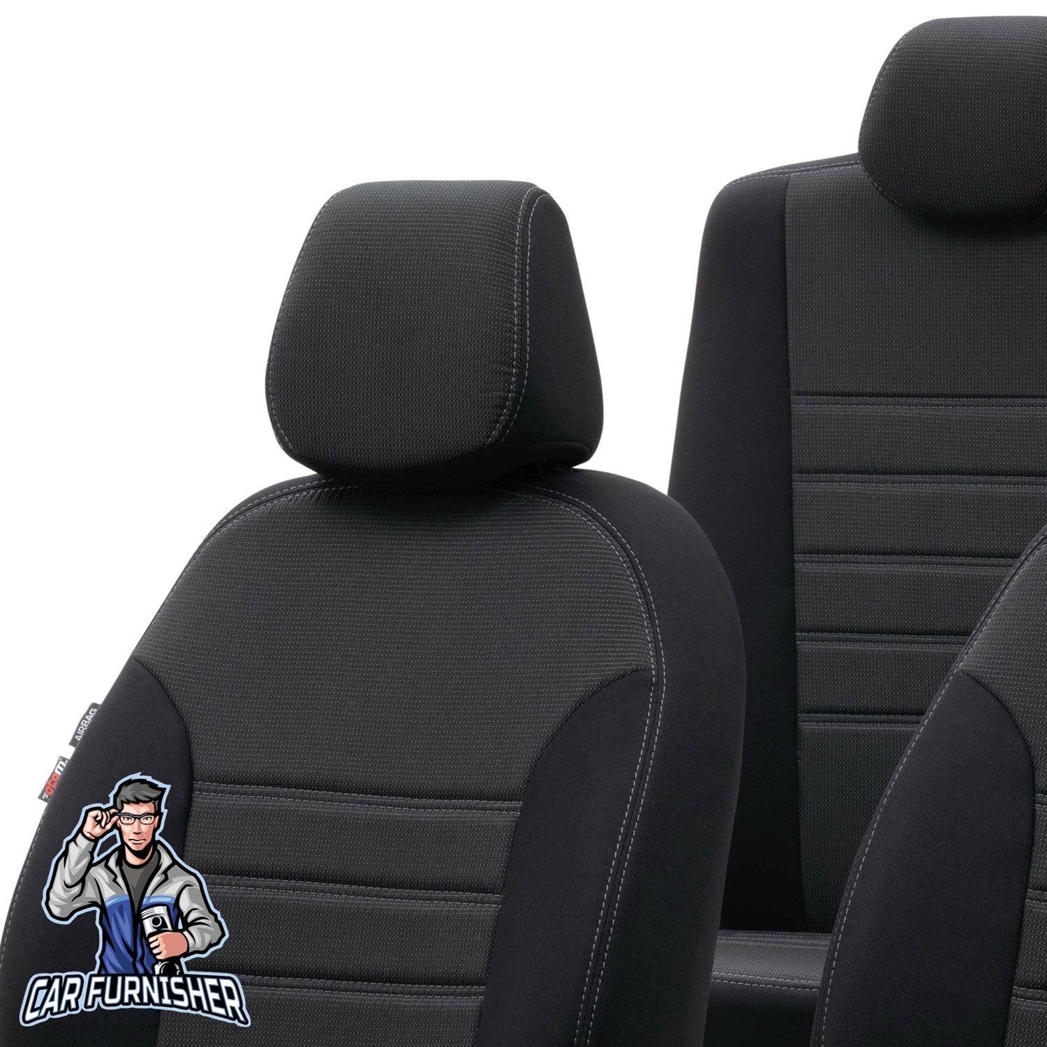 Volkswagen Taigo Seat Cover Tokyo Foal Feather Design Dark Gray Full Set (5 Seats + Handrest + Headrests) Jacquard Fabric